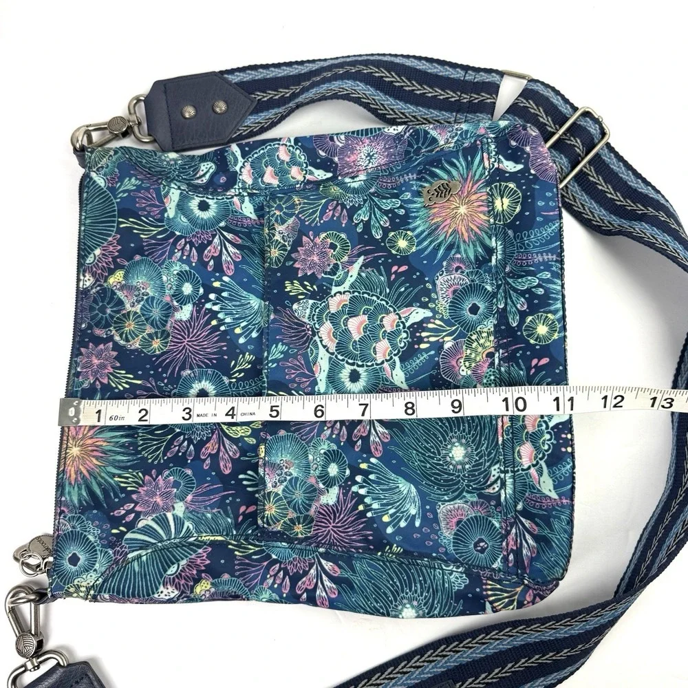 Sakroots Handbag Blue Floral Nylon Guitar Strap Colorful Boho Crossbody Bag Rare